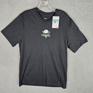 New Men's Nike Golf Retro Embroidered Tee Shirt HJ3332 Size Medium Black